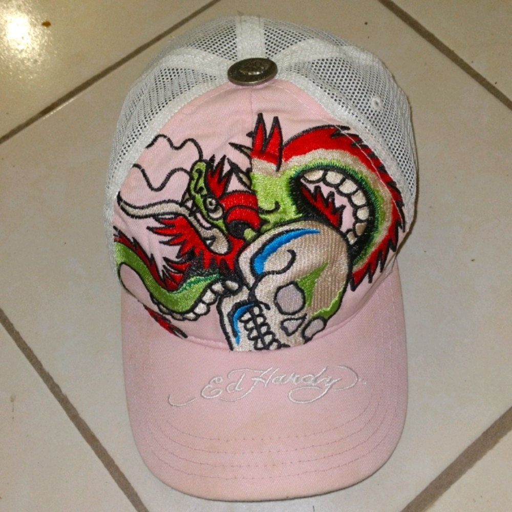 Ed Hardy Womens Trucker Hat Pink